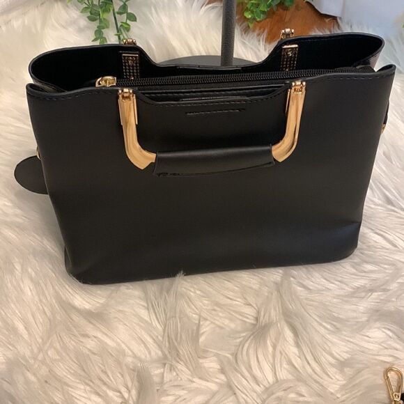 NWOT BLACK handbag with shoulder strap included. Purchased NEW but never carried - Picture 2 of 14